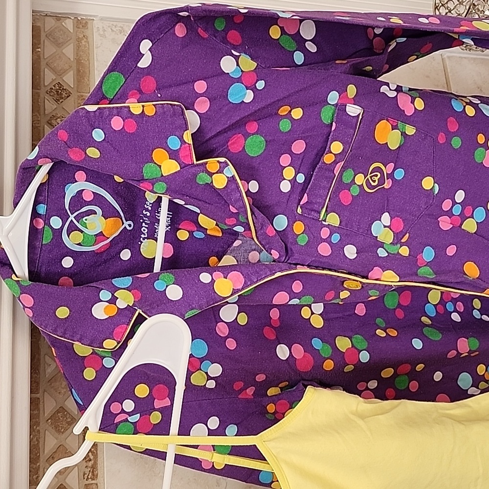 💜 VICTORIA'S SECRET Flannel Purple POLKA DOT Pajama Set 💜 - Picture 13 of 16